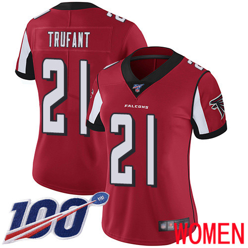 Atlanta Falcons Limited Red Women Desmond Trufant Home Jersey NFL Football #21 100th Season Vapor Untouchable